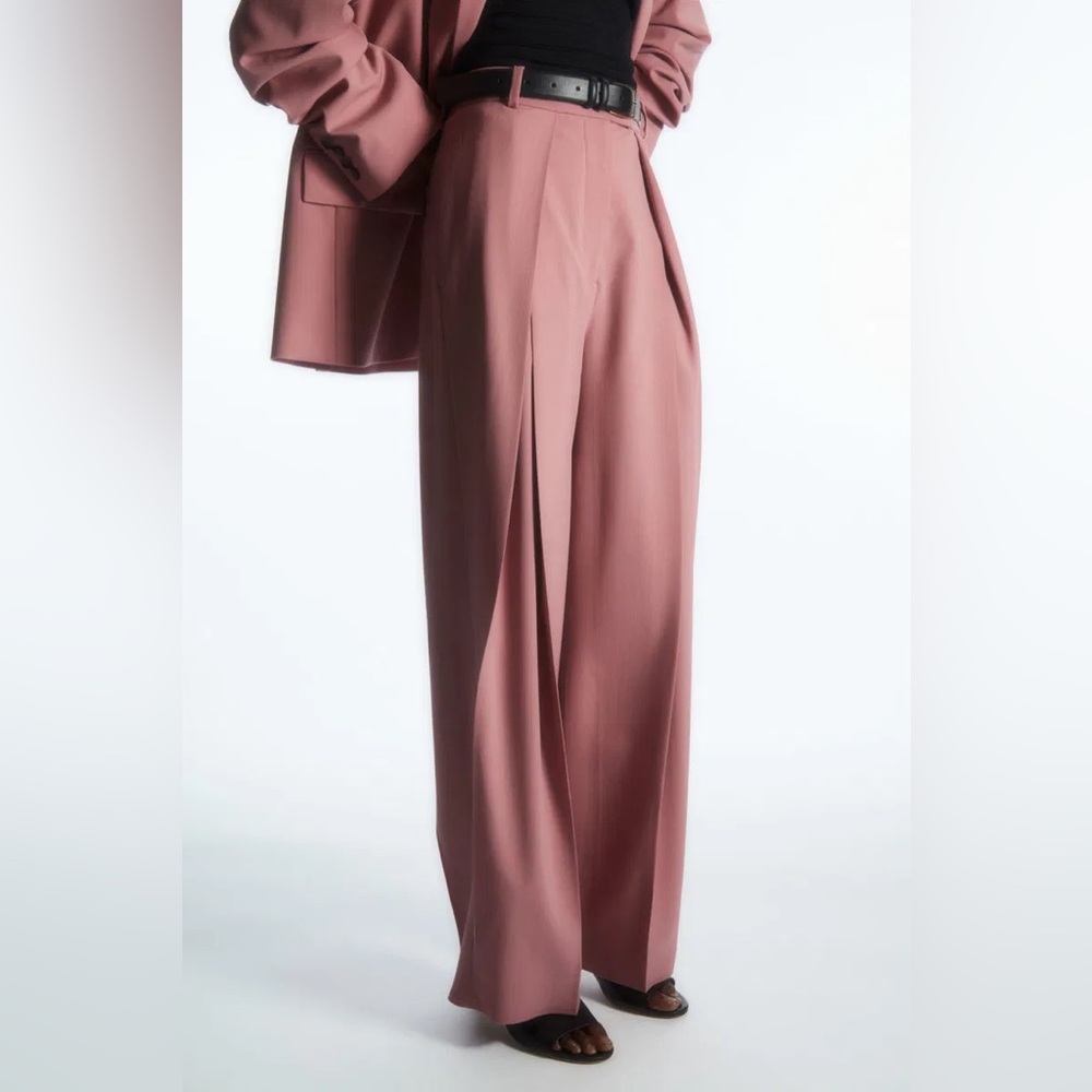 NWOT| COS wide-leg pleated wool pants dusty rose